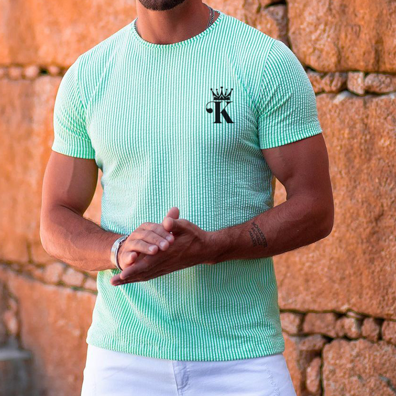 Men's Slim Fit Striped Breathable Short Sleeve T-Shirt