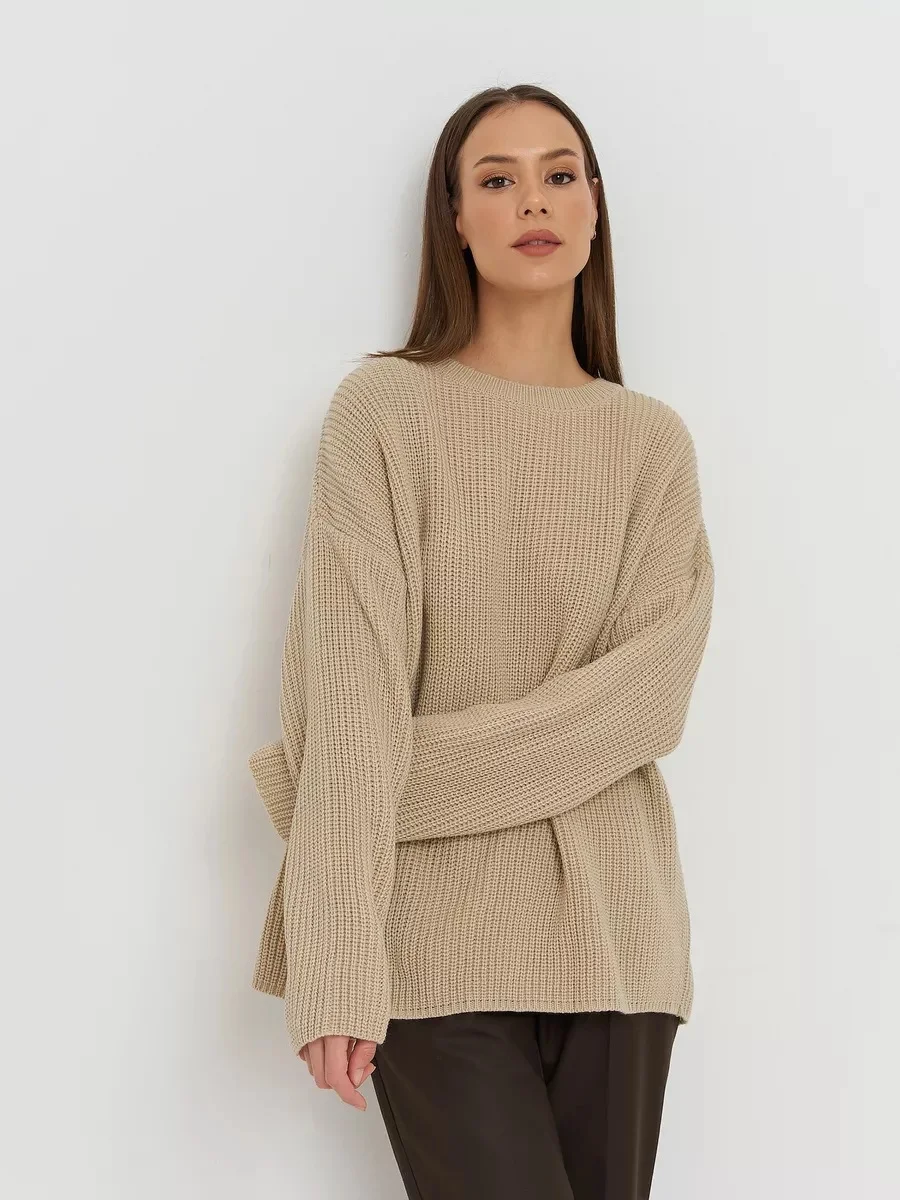 Uveng Uveng / Winter 2024 Round Collar Loose Long Sleeve Basic Casual Sweater Sweater