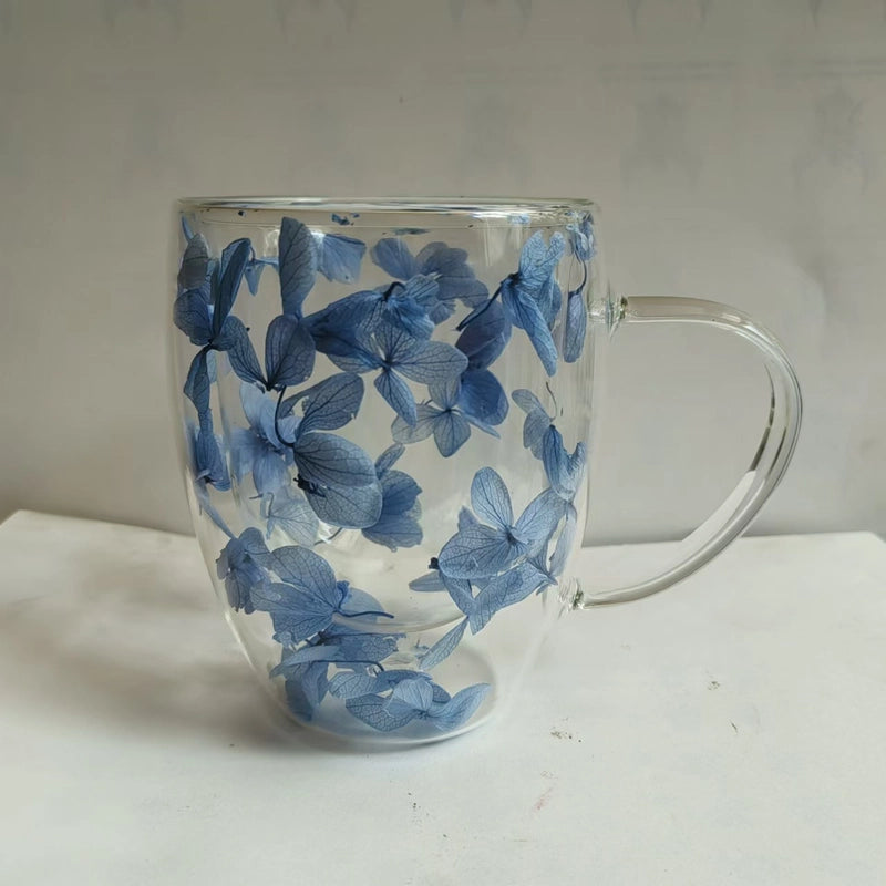 Double-layer Glass Quicksand Flower Cup Borosilicate Glass Double-layer Cup Breakfast Milk Coffee Cup Household Drinking Cup