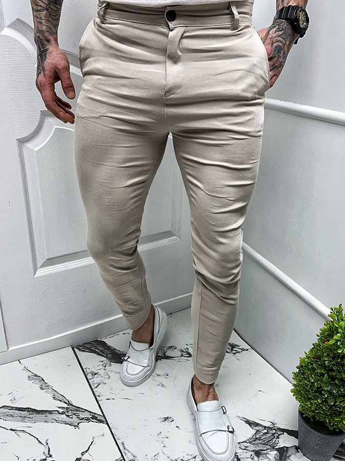 Men's Elegant Beige Pants
