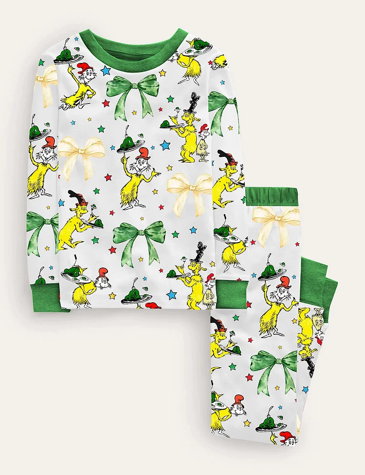 Kid's Green Egg And Ham Pajama Set