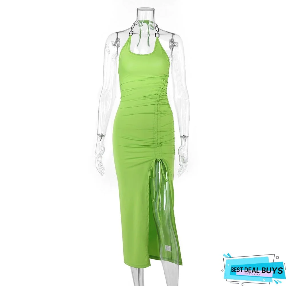 Stylish New Strap Chain Sling Irregular Long Skirt