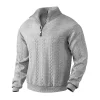 Men's Casual Jacquard Stand Collar Half Zip Wool Sweatshirt by Inlyline