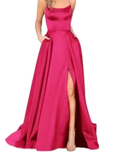 Uveng Uveng Solid-Color Bridesmaids Wear Long Dresses With Thin Shoulders And Girlfriend Fashion Bridesmaids Evening Dress