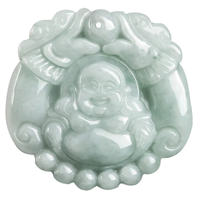 Laughing Buddha Jade Dragon Wealth Necklace String Pendant