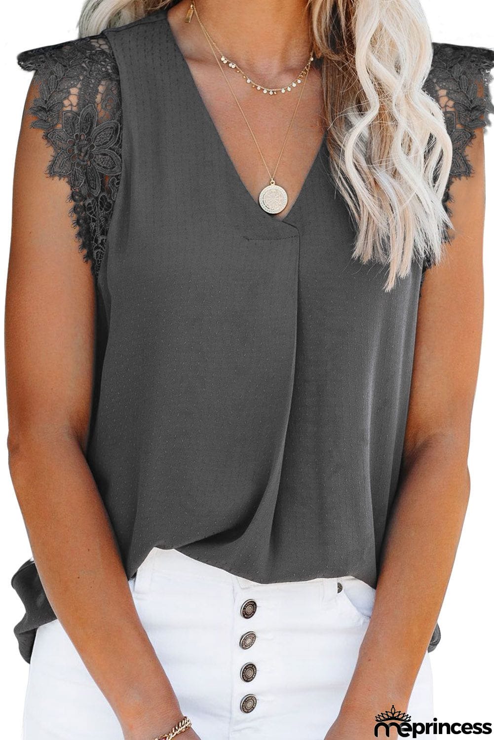 Sleeveless Crochet Lace Blouse