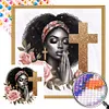 Fille noire priant - perceuse ronde peinture diamant - 45*45cm (foret abdominal partiel)