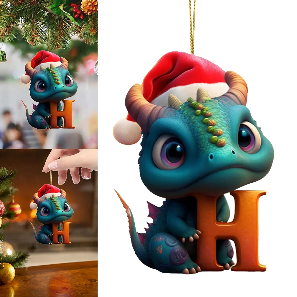 Christmas Cute Dragon Pendants Acrylic Letter Shaped Exquisite for Xmas Tree Car