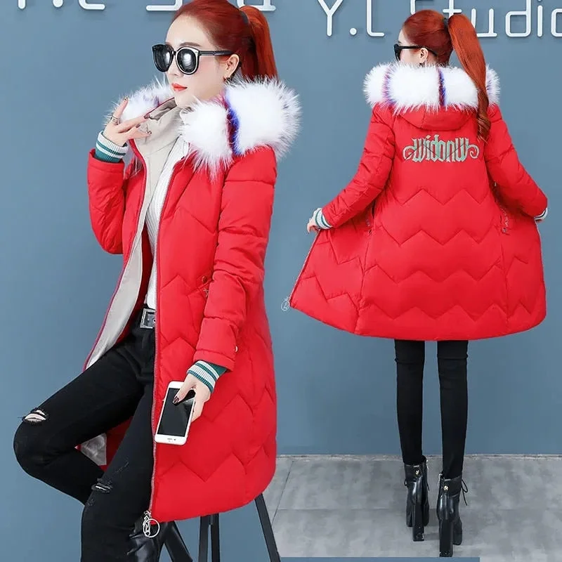 Coat Jacket Hooded Winter Jacket Women Parkas 2021 New Women's Jacket Fur Collar Outerwear Female Plus Size 3XL Cotton Padded