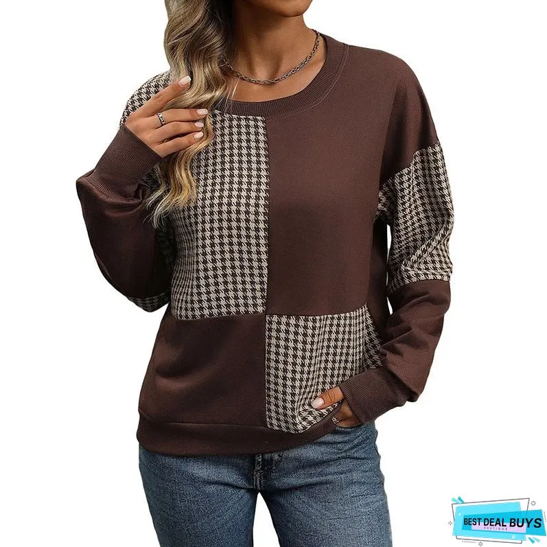 Contrast Basic Style Casual Round Neck Sweaters