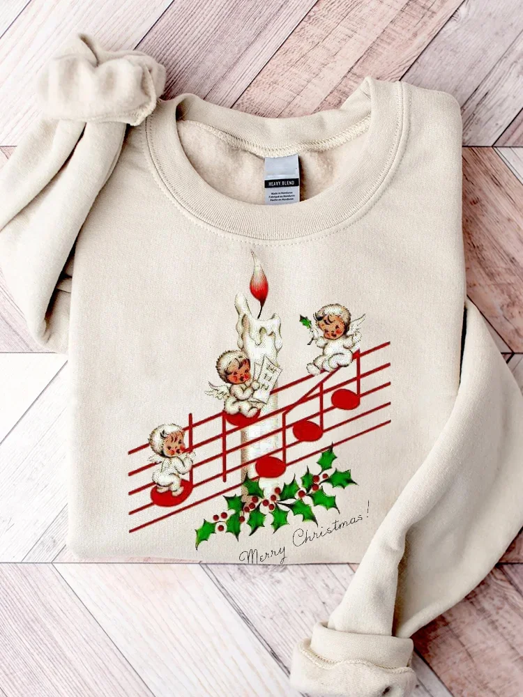 Merry Christmas Music Notes Cozy Sweatshirt