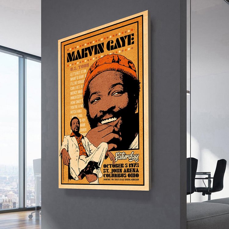 Marvin Gaye Let's Get It On Tour 1973 Canvas Wall Art MusicWallArt