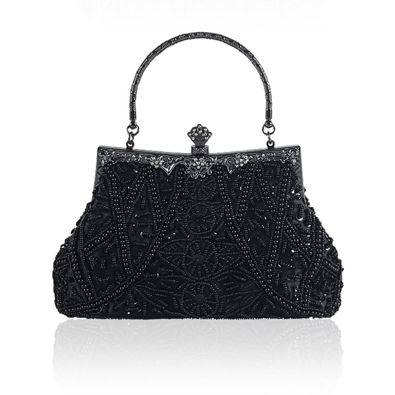 1920s Black Party Banquet Sequin Beaded Embroidery Hand Bags