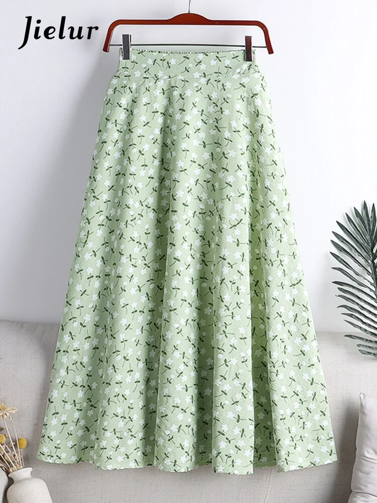 Wongn New 2022 Stylish Floral Printed Tulle Mi-Long Women Skirts High Waist Loose Female Umbrella Skirts Ladies Spring Summer