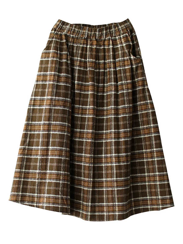 Artistic Nostalgia: Retro Plaid A-Line Skirt