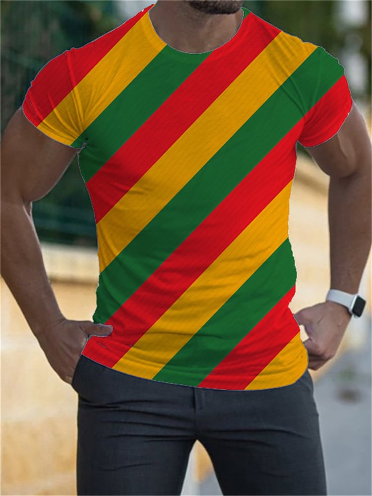 Black Pride Stripe Print T Shirt