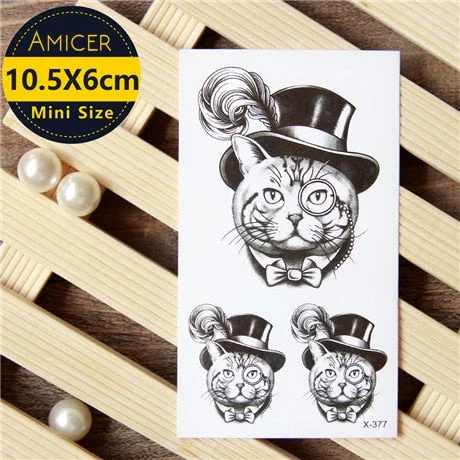 Waterproof Temporary 3d Tattoos sticker on body art color tattoo Cat fake glitter tattoo flash women tattoo for girl