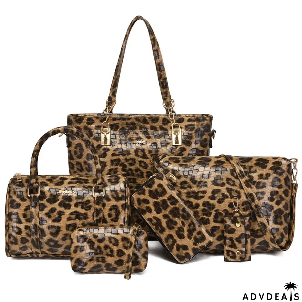 Fashionable crocodile pattern six-piece bag retro portable pillow bag one-shoulder Messenger large-capacity women's bag