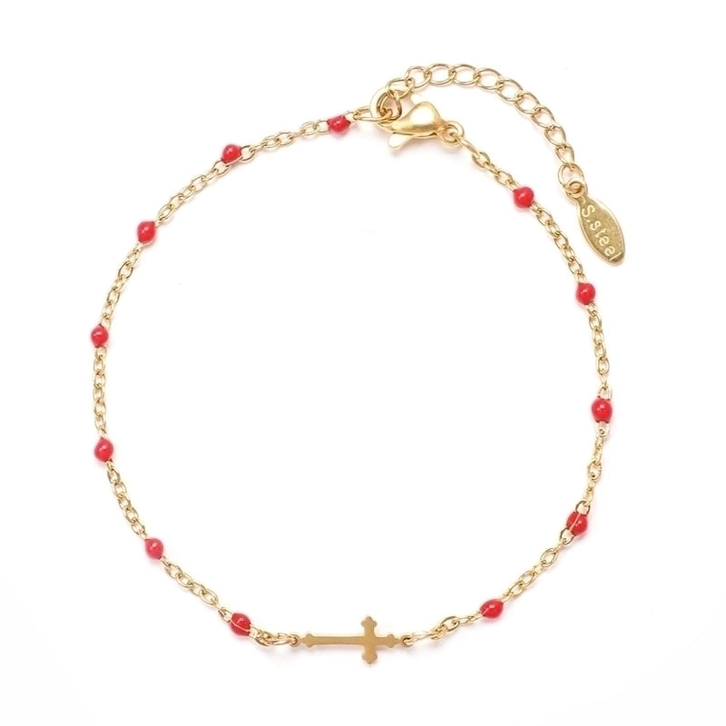 Stainless Steel Minimalist Cross Enamel Plating Bracelets