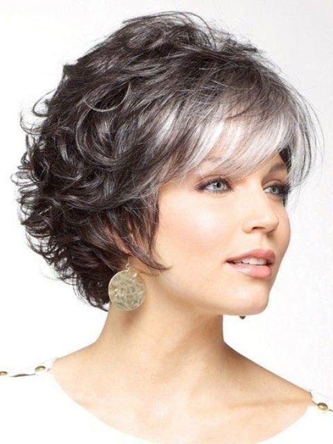 Olive Wigs Short Wavy Natural Gray Wigs for Women | Synthetic Hair Wigs