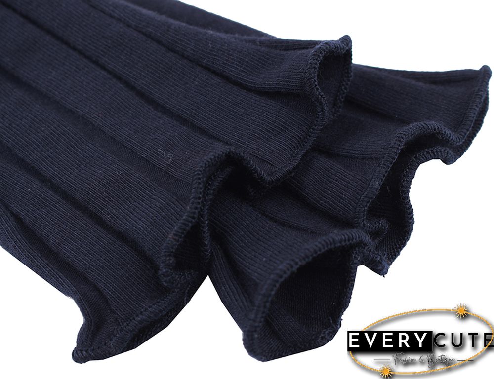 Navy Blue Long Sleeve Slim Fit Knit Mini Dress