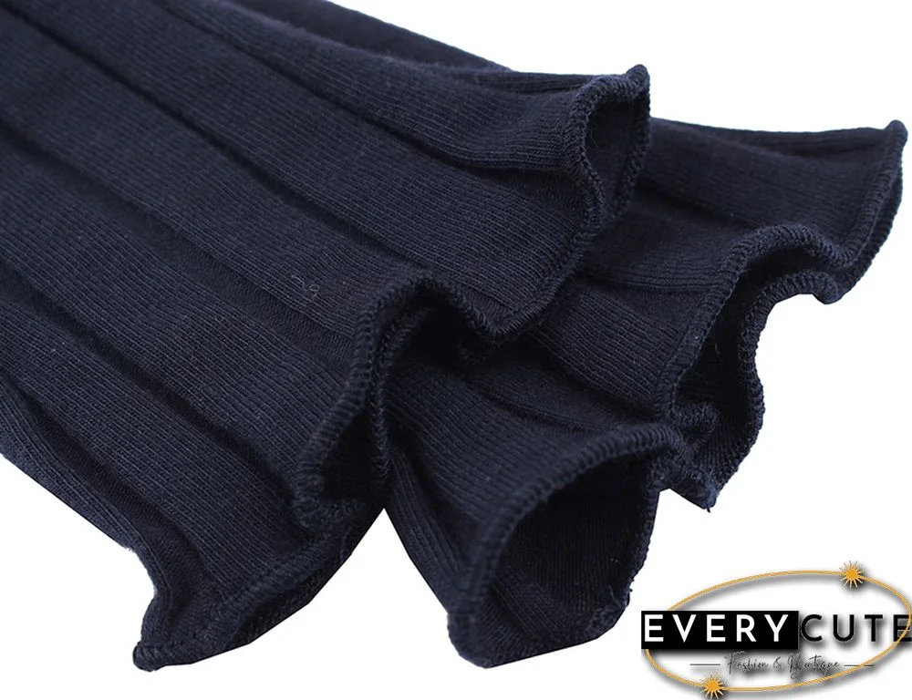 Navy Blue Long Sleeve Slim Fit Knit Mini Dress