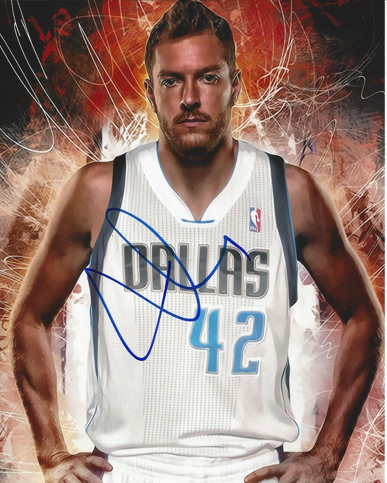 David Lee Autographed 8x10 Dallas MavericksA919