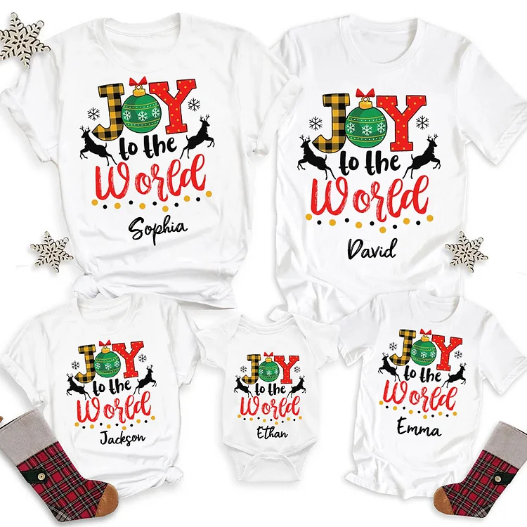 Personalized Joy to the World Christmas Family Matching Shirt