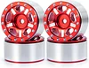 4Pcs 27.5 * 14.5mm Aluminum Alloy 7mm Hex Hub 1.0 Beadlock Wheels Rims Wheel Weights for 1/18 1/24 RC Crawler Axial SCX24 AX24 Wrangler JLU Deadbolt C10 B17 TRX4M Upgrades (Red)