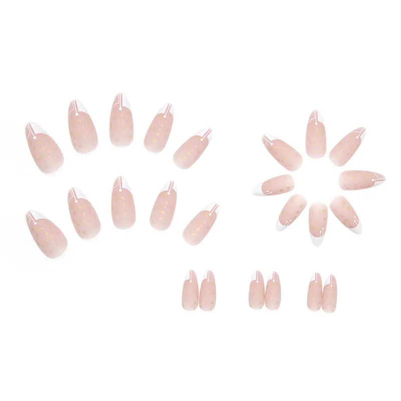 Churchf Churchf White French Almond And Gold Foil Pieces Quietly Elegant Sweetheart Wear Jia Beauty Jia Tablets