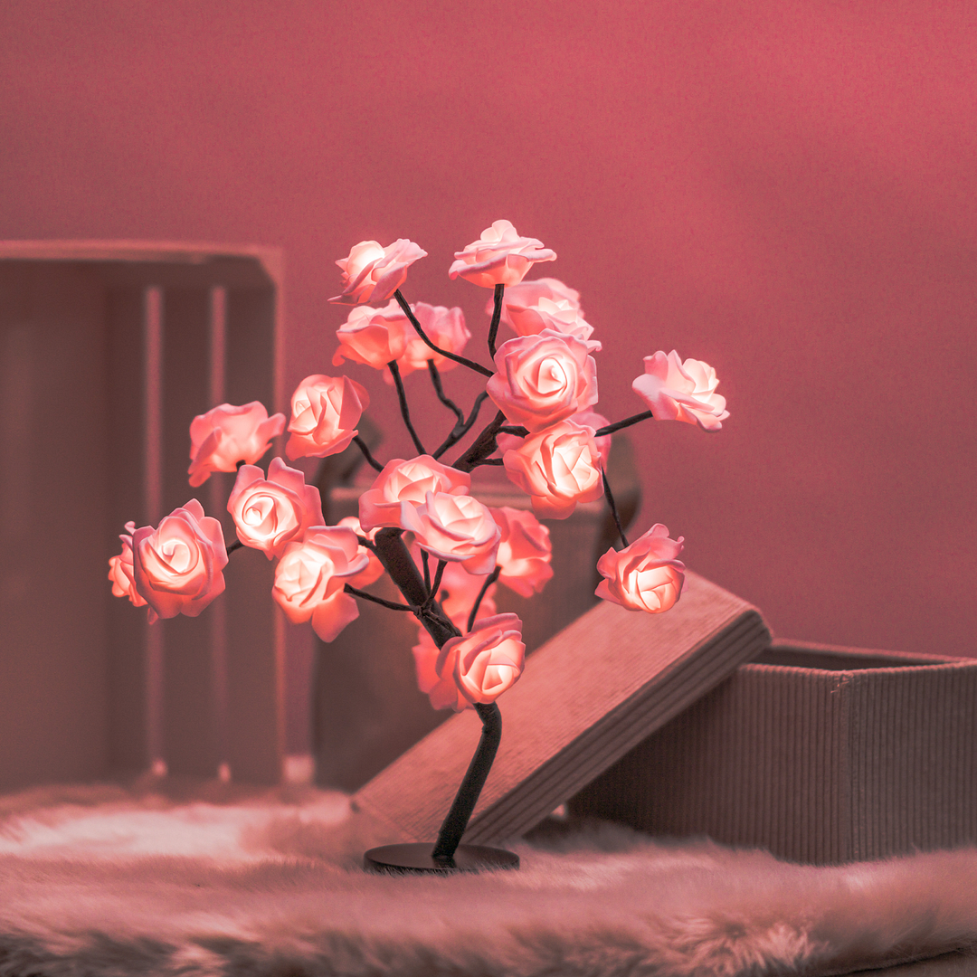 LED Rose Flower Tree Lamp, 24 led Adjustable Flower Desk Lamp for Party Wedding Christmas Indoor 、14413221362536236236、sdecorshop