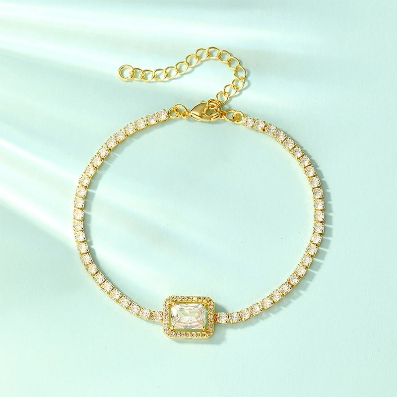 Glam Minimalist Shiny Flower Copper 18k Gold Plated Zircon Bracelets In Bulk