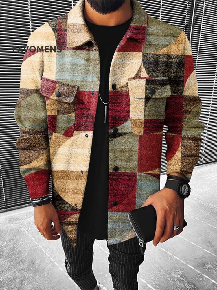 Retro Splice Art Print Casual Jacket Multicolor / S