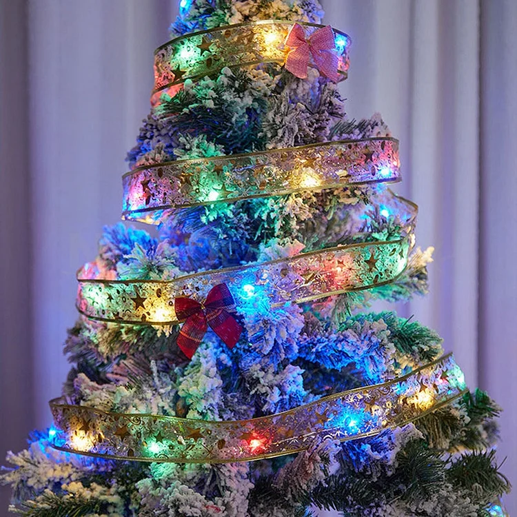 32ft Multi-Color LED Christmas Silver Ribbon Light