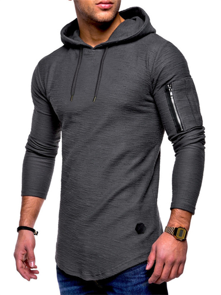 Slim Round Neck Long-sleeved T-shirt Men's Arm Zipper Personalized Commuter Wind Casual Bottoming Shirt T-shirt Men