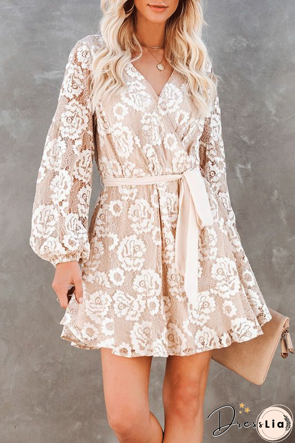 KarliDress Long Sleeve Lace Mini Dress P12636