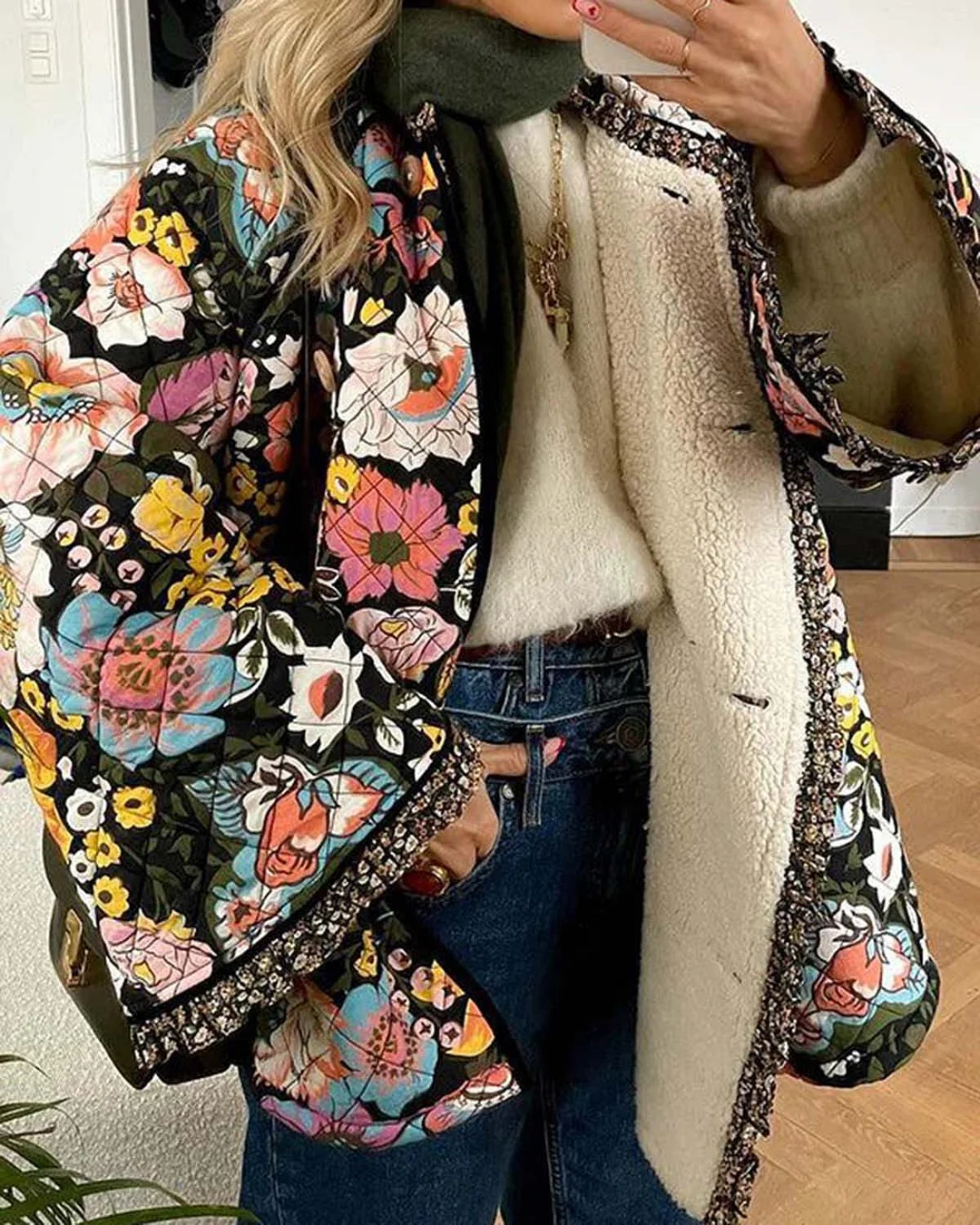 FLORAL PRINT COAT 5775