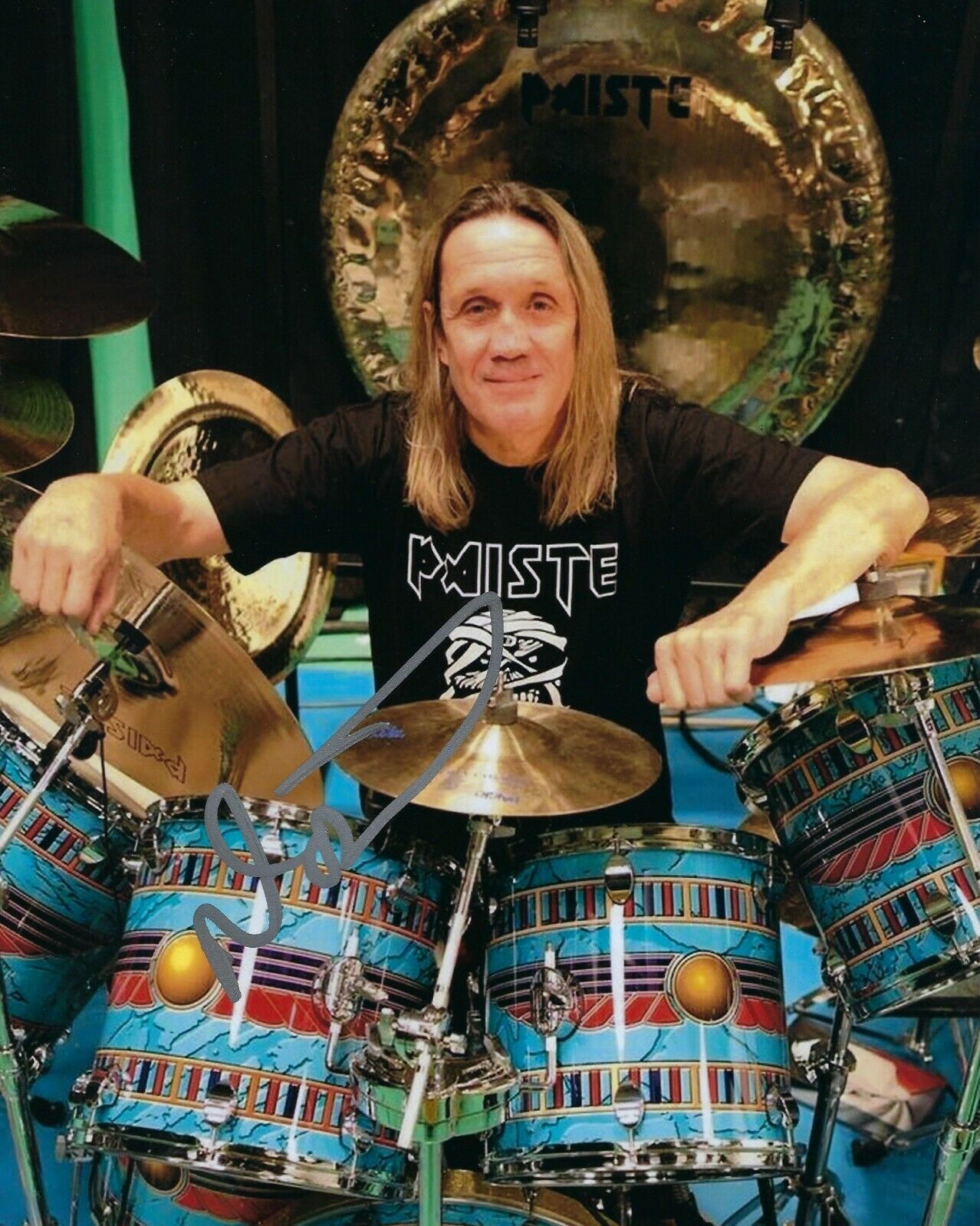 GFA Iron Maiden Drummer * NICKO McBRAIN * Signed 8x10 Photo Poster painting PROOF N7 COA