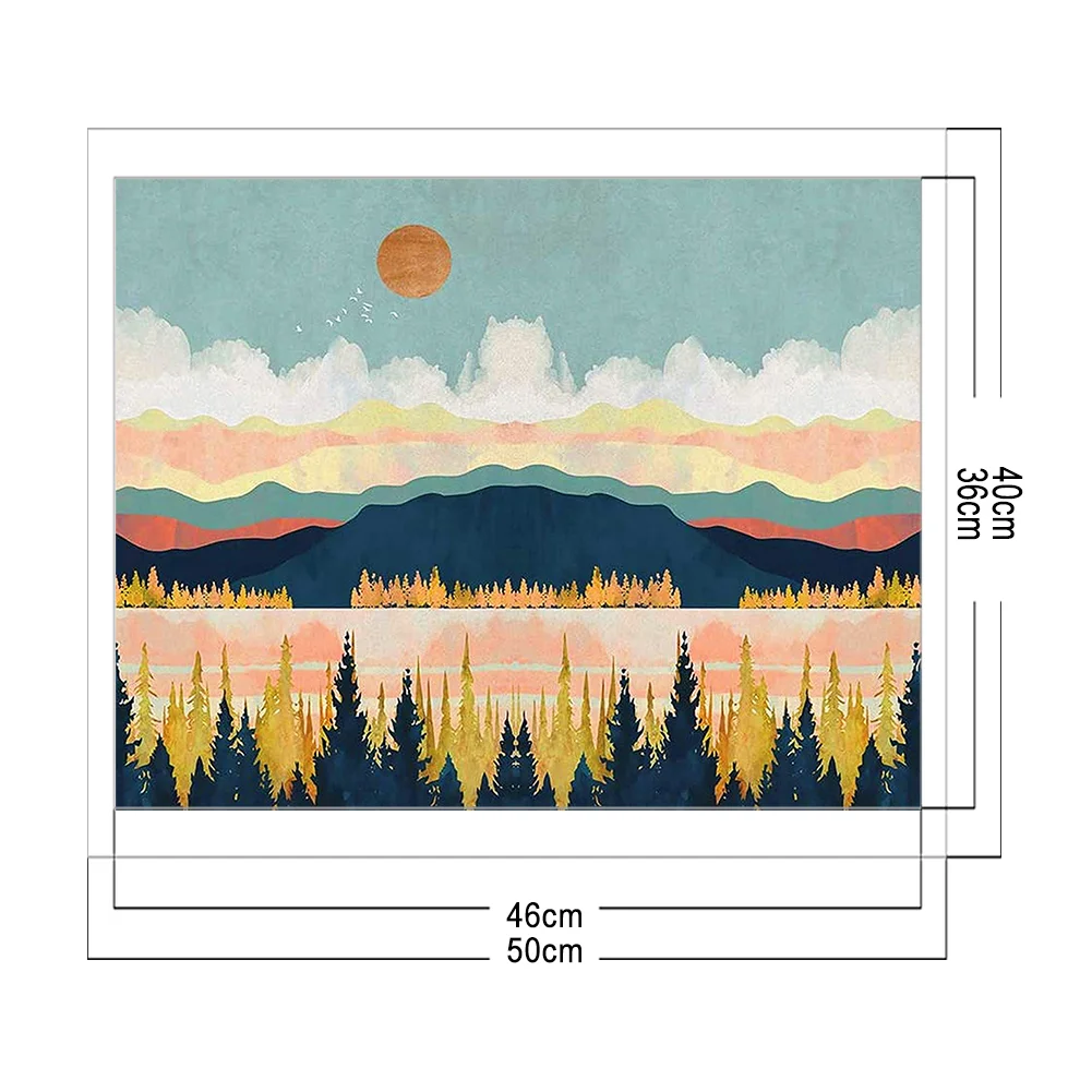 DIY Stamped Cross Stitch 11CT Full Embroidery 40*50cm - Sunset Over Distant Mountains