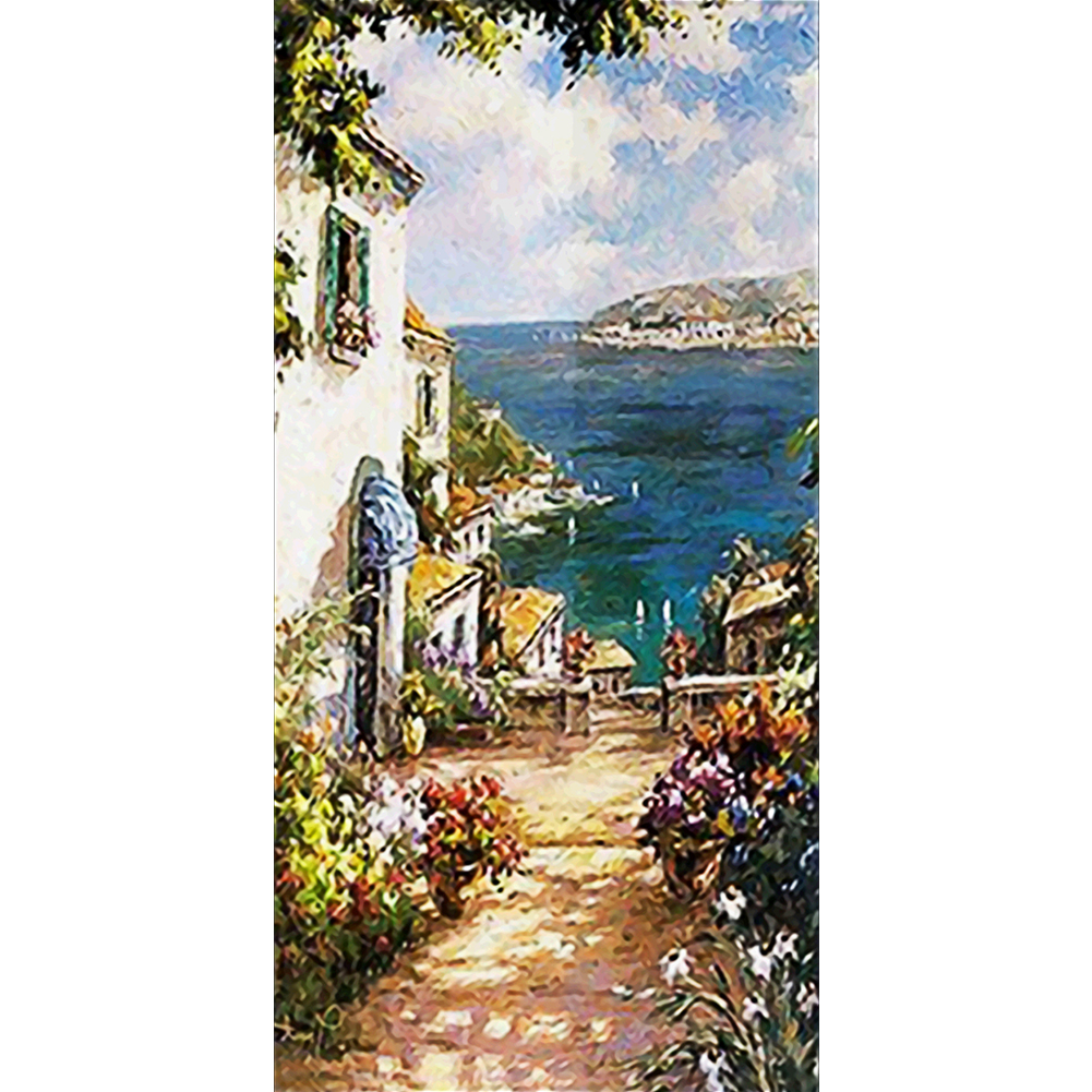 

45*85CM - Round Drill Diamond Painting - Beach Resort, 501 Original