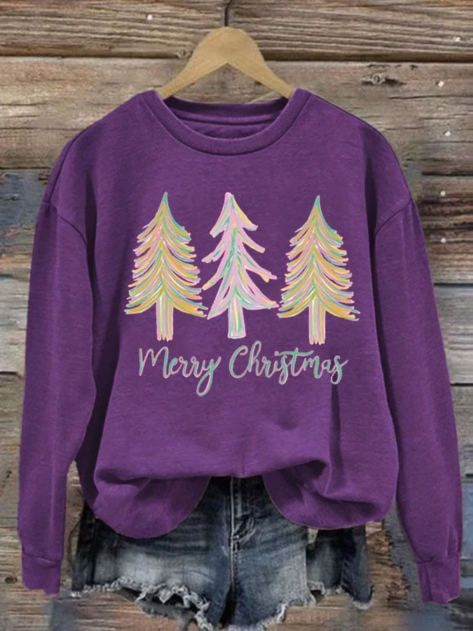 Women'S Casual Merry Chrismas Printed Long Sleeve Sweatshirt socialshop
