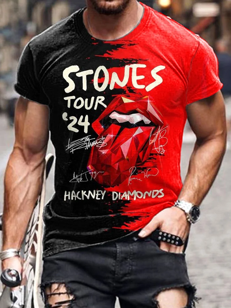 Hackney Diamonds Tour Print Casual Cotton T-Shirt