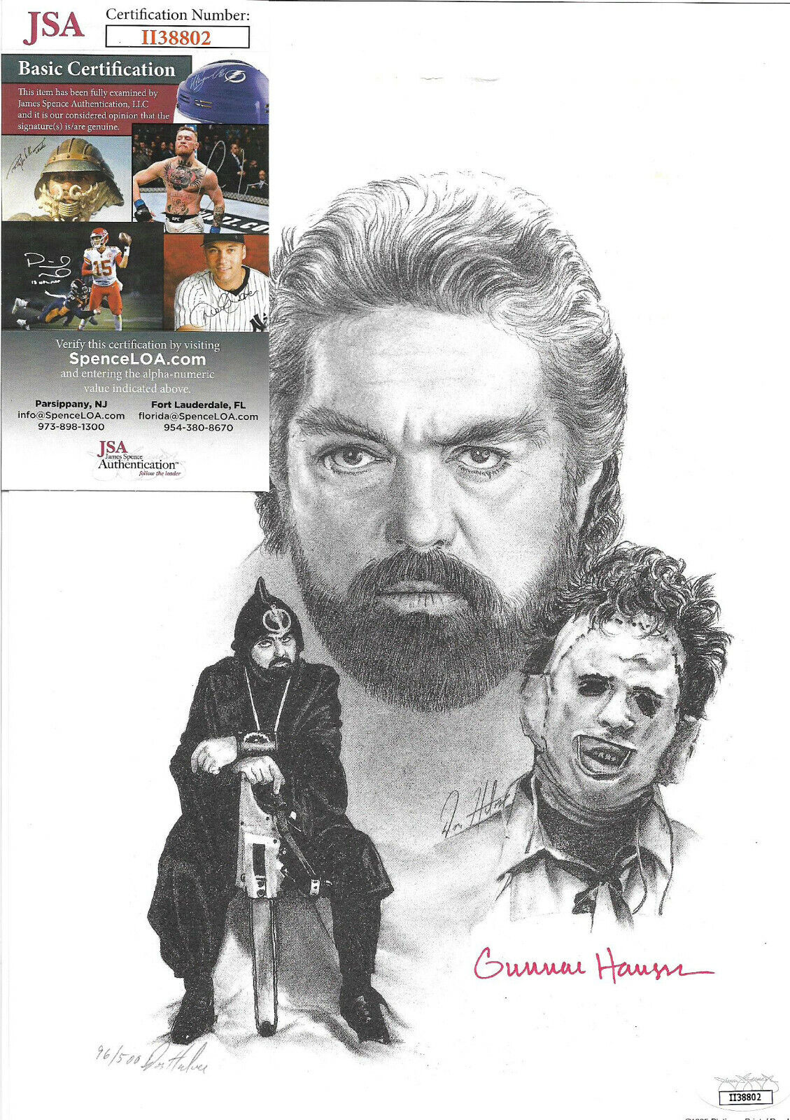 Gunnar Hansen Signed 8.5x11 Art Print #/500, Texas Chainsaw Massacre, JSA COA