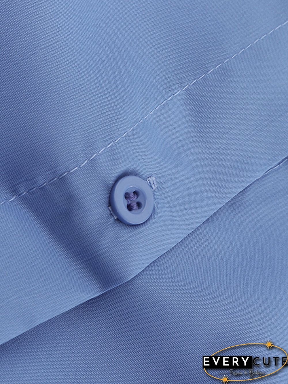 Solid Color Turn Down Collar Button Down Bishop Blouse
