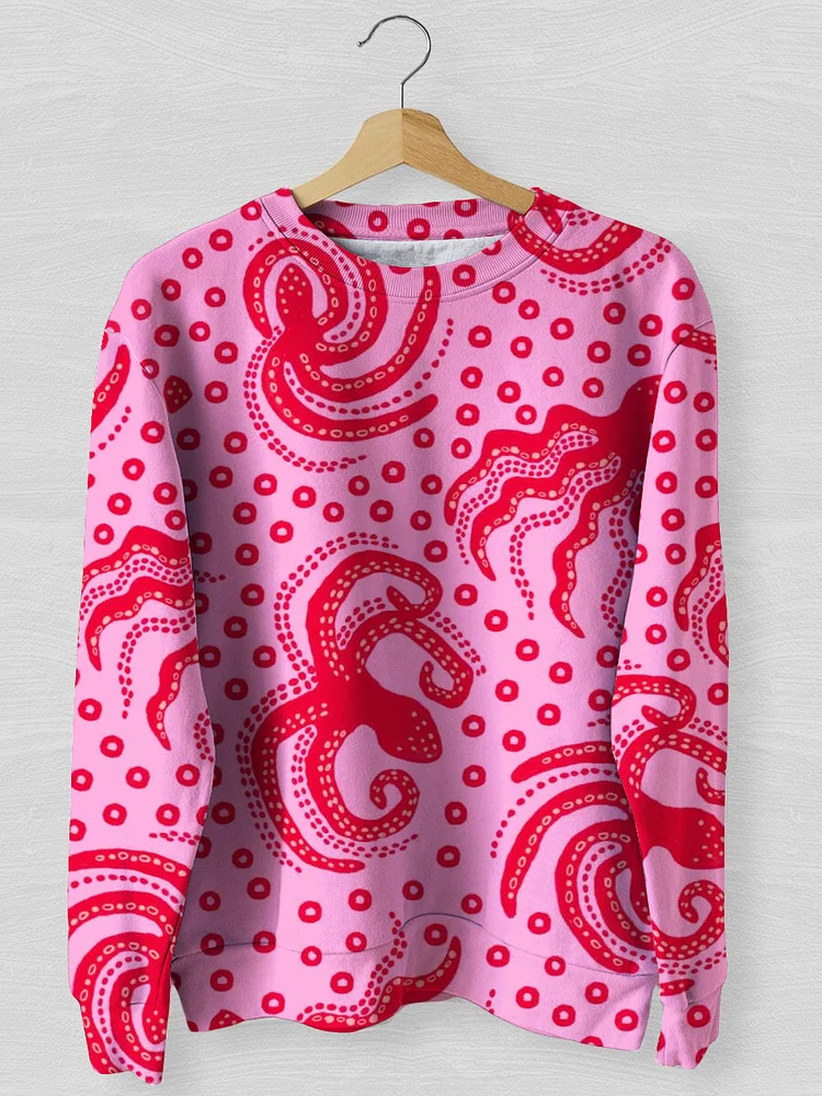 Fun Pink Octopus Print Ladies Long Sleeve Top socialshop