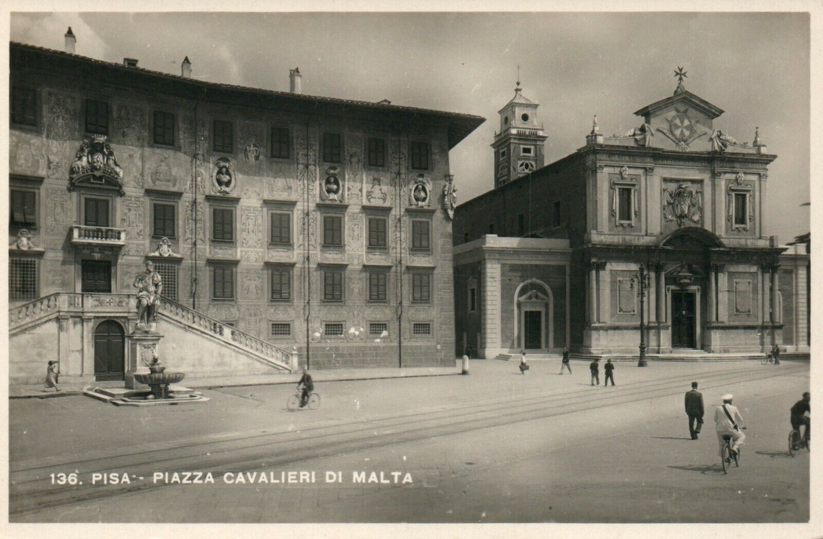 Vintage Pisa Piazza Cavalieri Di Malta Italy RPPC Real Photo Poster painting Postcard