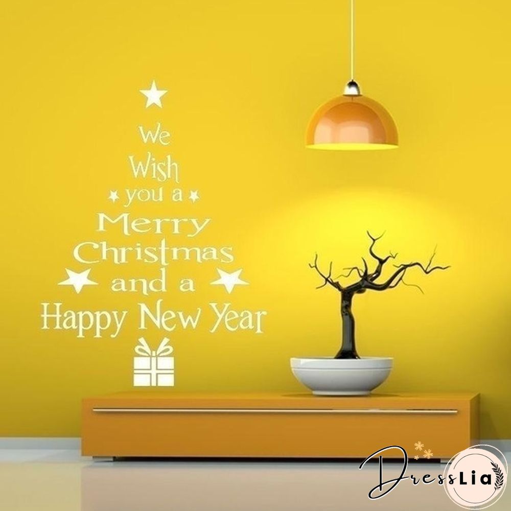 Removable Merry Christmas Tree Wall Stickers Art Vinyl Decal Home Window Decor