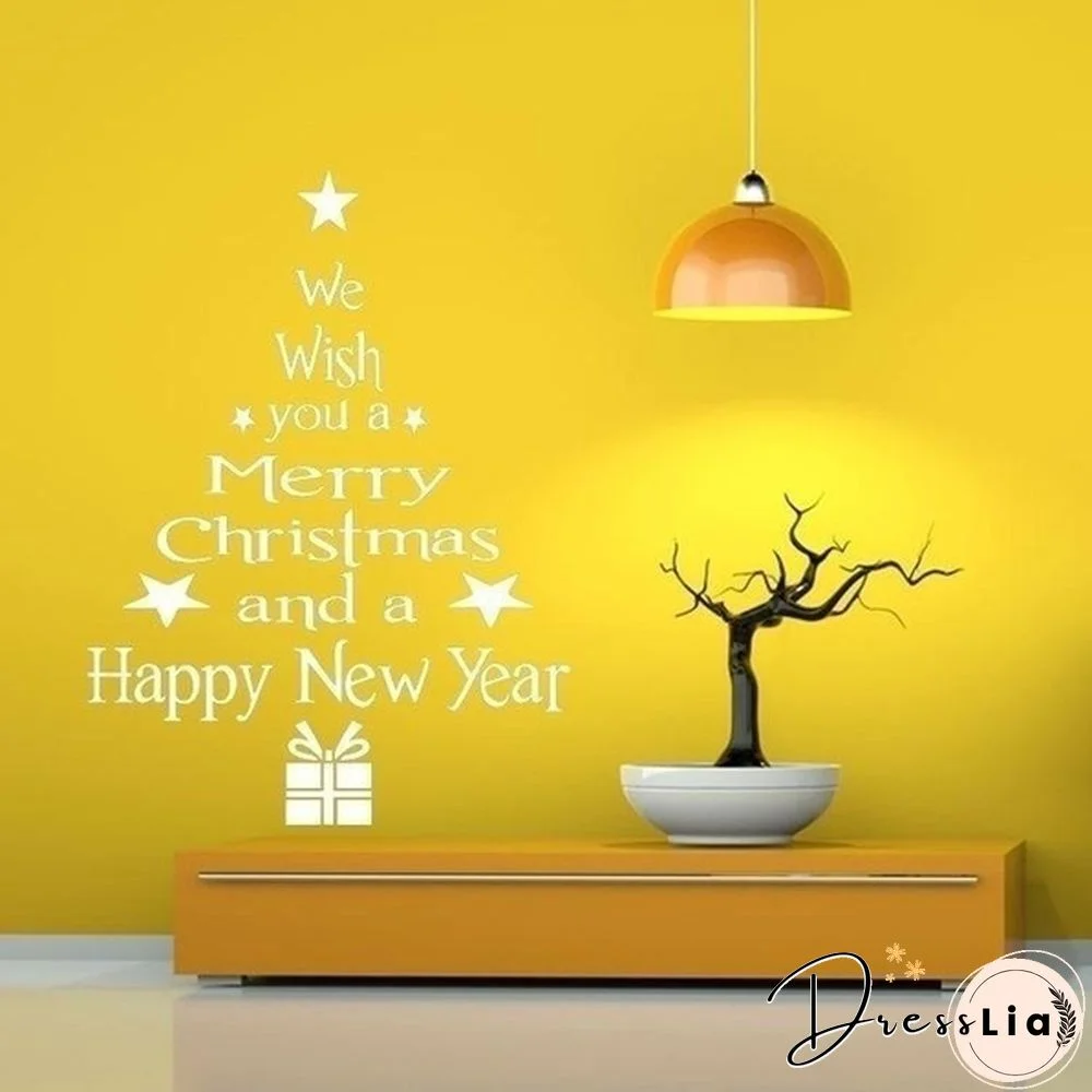 Removable Merry Christmas Tree Wall Stickers Art Vinyl Decal Home Window Decor
