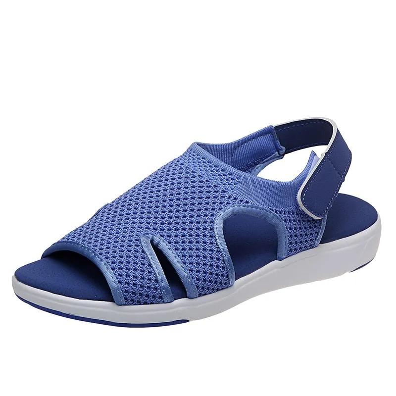 Lucyever women's breathable mesh sandals 2021 plus size 35-45 summer knitted sports shoes sandalias mujer platform flats woman