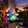 Solar-Powered Wall Lamp Painted Butterflies Decorative Light with Flower LED Waterproof Solar Ambient Landscape Light Hollow Out Wall Decoration Lights for Villa Garden Courtyard Decor